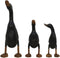 Beeld eend - zwart - bamboe - set van 3