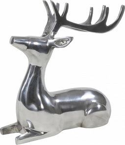Beeld Hert 25x10x25 cm liggend zilver