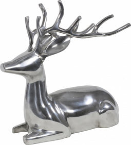 Beeld hert 30x18x 30 cm liggend zilver