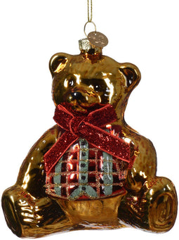 Beer glas l10b6.5h10.8 cm goud kerst