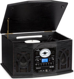 NR-620 stereo-systeem platenspeler MP3-opname zwart Houten behuizing