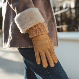 Beige Stitch Sheepskin Gloves