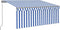 vidaXL - Luifel - handmatig - uittrekbaar - rolgordijn - LED - 3,5x2,5 - m - blauw - wit