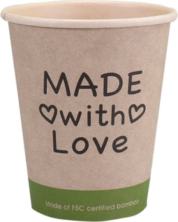 Beker - Made with Love - Bamboe/PE - 250ml - 8oz - - 1000 stuks