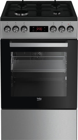 Beko - FSM52331DXDT fornuis - Vrijstaand fornuis - Gaskookplaat - Zwart - Roestvrijstaal - A