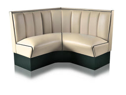 Bel Air Dinerbank Quarter Circle Booth HW-120-120 Off White & Zwart