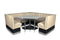 Bel Air Dinerbank Quarter Circle Booth HW-120-120 Off White & Zwart
