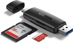 Ugreen CM304 - SD/micro SD-kaartlezeradapter - USB-A/USB-C - zwart