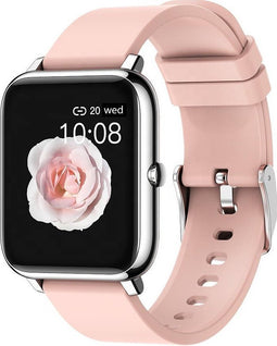 Belesy® HUNDRED - Zilver - Roze - Smartwatch Dames - Horloge - 1.3 inch - Kleurenscherm - Full Touch - Stappenteller - Multi Sport - 100+ Watchfaces - Maak uw eigen wijzerplaat - Siliconen - Watch geschikt voor Android en iOS - Moederdag