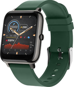 Belesy® HUNDRED - Zwart-Groen - Smartwatch Heren - Horloge - 1.3 inch - Kleurenscherm - Full Touch - Stappenteller - Multi Sport - 100+ Watchfaces - Maak uw eigen wijzerplaat - Siliconen - Watch geschikt voor Android en iOS - Moederdag