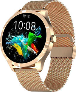 Belesy® Q9 Pro - Smartwatch Dames - Smartwatch Heren - Android - IOS - Horloge - 1.28 inch - Kleurenscherm - Stappenteller - Bloeddruk - Hartslag - 75+ Wijzerplaten - Sporten - Staal - Goud - Kerstcadeau