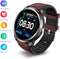 Belesy® Tachy - Smartwatch Heren - Smartwatch Dames - Horloge - Stappenteller - Hart ECG - 1.3 inch - Kleurenscherm - Donker Bruin - Leer - Moederdag