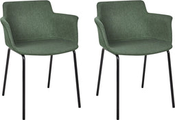 BELFIELD - Eetkamerstoel set van 2 - Groen - Stof
