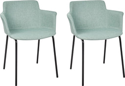 BELFIELD - Eetkamerstoel set van 2 - Mintgroen - Stof