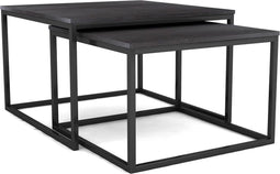 Salontafel set Lyon 70x70 cm | Zwart mangohout