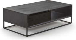 Belfurn - Toulon salontafel zwart gelakt mangohout op metalen kader