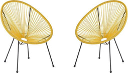 Beliani ACAPULCO II - Tuinstoel set van 2 - Geel - PE rotan