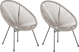 Beliani ACAPULCO II - Tuinstoel set van 2 - Grijs - PE rotan