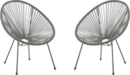 Beliani ACAPULCO II - Tuinstoel set van 2 - Grijs - PE rotan