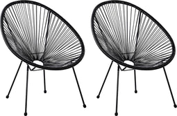 Beliani ACAPULCO II - Tuinstoel set van 2 - Zwart - PE rotan