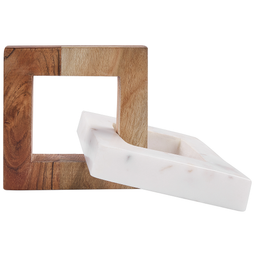 Beliani ACHARNY - Decoratie figuur - Wit/Donkerhout - Marmer