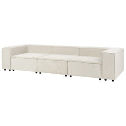 Beliani APRICA - Driezitsbank - Wit - Corduroy