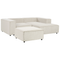Beliani APRICA - Hoekbank 2-zits met ottomaan - Wit- Linkerzijde - Corduroy