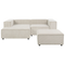 Beliani APRICA - Hoekbank 2-zits met ottomaan - Wit- Rechts - Corduroy