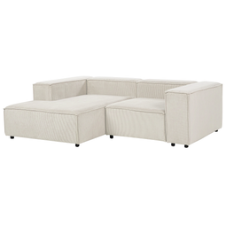 Beliani APRICA - Hoekbank 2-zits - Wit- Rechterzijde - Corduroy