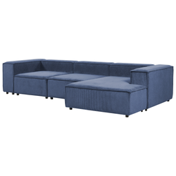 Beliani APRICA - Hoekbank 3-zits - Groen - Linkerzijde - Corduroy