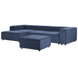 Beliani APRICA - Hoekbank 3-zits met ottomaan - Groen - Rechts - Corduroy