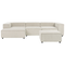 Beliani APRICA - Hoekbank 3-zits met ottomaan - Wit- Rechts - Corduroy