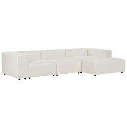 Beliani APRICA - Hoekbank 3-zits - Wit - Linkszijdig - Bouclé