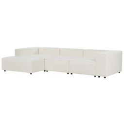 Beliani APRICA - Hoekbank 3-zits - Wit - Rechtszijdig - Bouclé