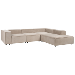 Beliani APRICA - Hoekbank 4-zits - Groen - Linkerzijde - Corduroy