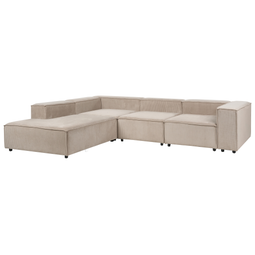 Beliani APRICA - Hoekbank 4-zits - Groen - Rechtszijdig - Corduroy