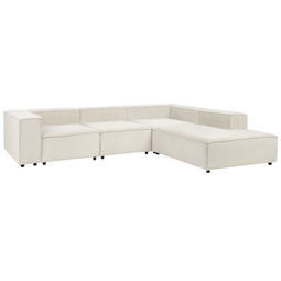 Beliani APRICA - Hoekbank 4-zits - Wit- Linkerzijde - Corduroy