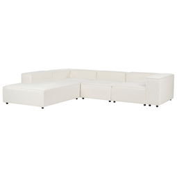 Beliani APRICA - Hoekbank 4-zits - Wit - Rechtszijdig - Bouclé