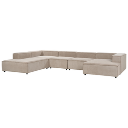 Beliani APRICA - Hoekbank 5-zits - Groen - Rechtszijdig - Corduroy