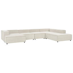 Beliani APRICA - Hoekbank 5-zits - Wit- Linkerzijde - Corduroy