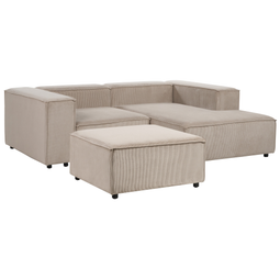 Beliani APRICA - Tweezitsbank met ottomaan - Groen - Linkerzijde - Corduroy