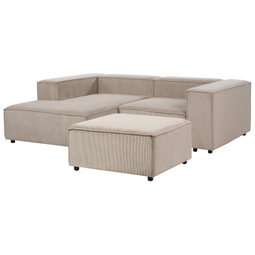 Beliani APRICA - Tweezitsbank met ottomaan - Groen - Rechtszijdig - Corduroy