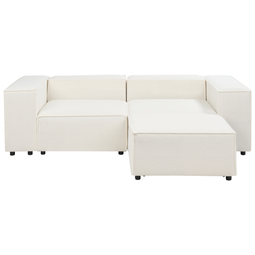 Beliani APRICA - Tweezitsbank met ottomaan - Wit - Bouclé