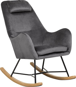 Beliani ARRIE - Schommelstoel - Grijs - Fluweel