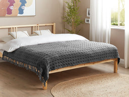 Beliani BERE - Bedsprei - Grijs - 150 x 200 cm - Katoen
