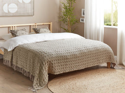 Beliani BERE - Bedsprei - Taupe - 220 x 240 cm - Katoen