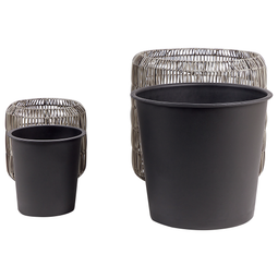 Beliani BRODIEA - Bloempot set van 2 - Bruin - PE rotan