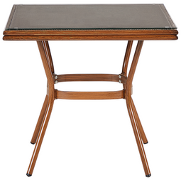 Beliani CASPRI II - Tuintafel - Donkere houtkleur - 80 x 80 cm - Aluminium