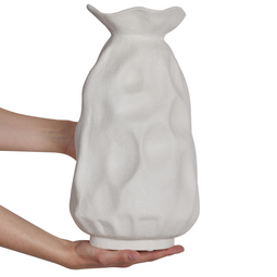 Beliani CATTAIL - Bloemenvaas - Wit - 40 cm - Steengoed