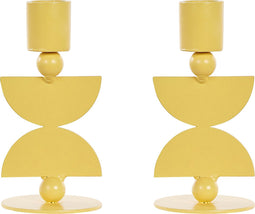 Beliani DAPHINI - Kandelaar set van 2 - Geel - IJzer